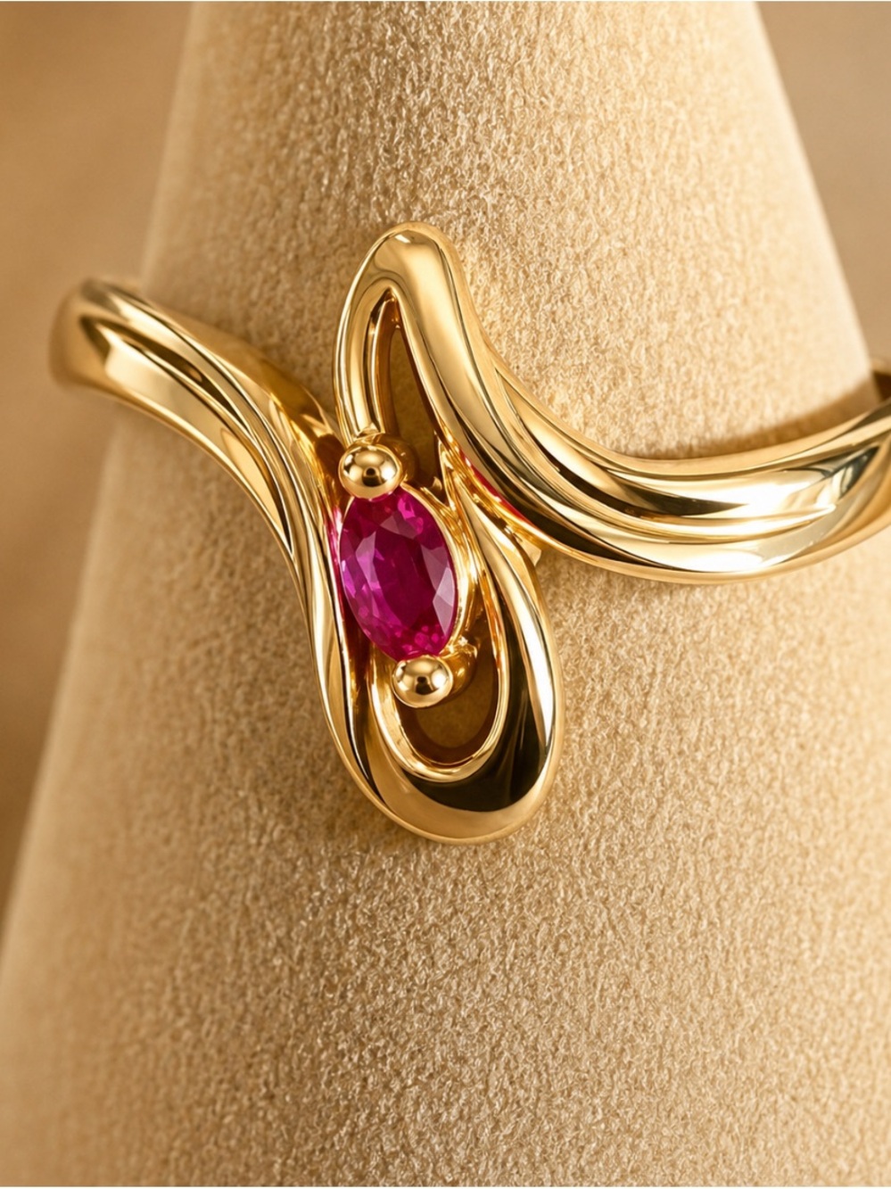 Pink Tourmaline 14K Gold Ring, Size 6,